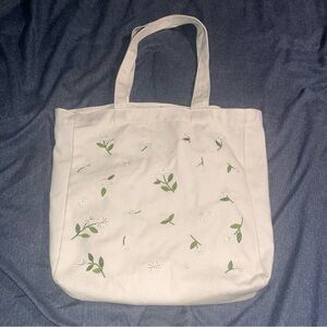 Amazon Cream Tote Bag with Floral Design